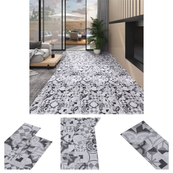 The Living Store PVC-golvbrädor 5,02 m² självhäftande 2 mm grått mönster - Golvbeläggning