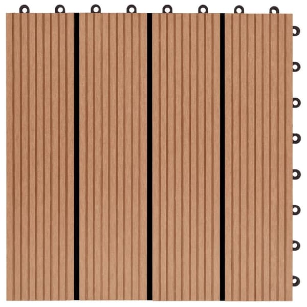 The Living Store Lattialaatat 11 kpl WPC 30x30 cm 1 m² tiikin värinen -  Lattiat & matot