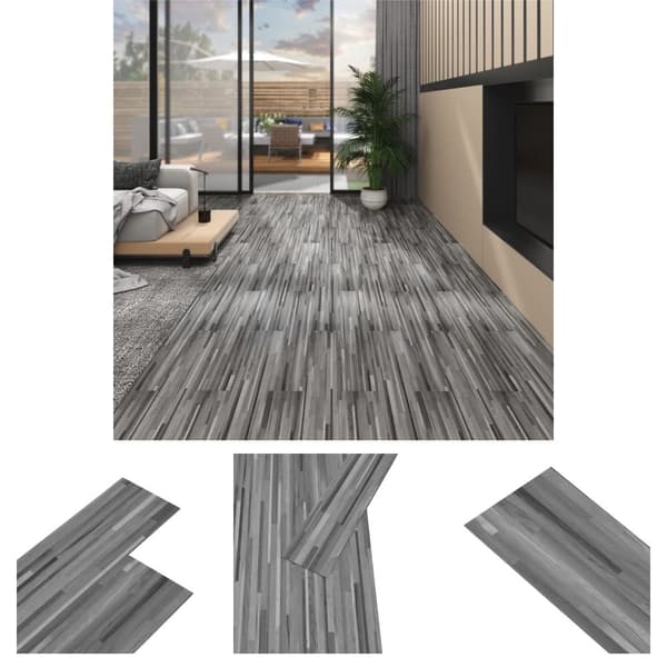 The Living Store Ej självhäftande PVC-golvplankor 5,26 m² 2 mm grårandig -  Golvbeläggning