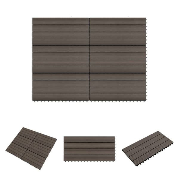The Living Store Markplattor 6 st WPC 60x30 cm 1,08 m² mörkbrun -  Golvbeläggning