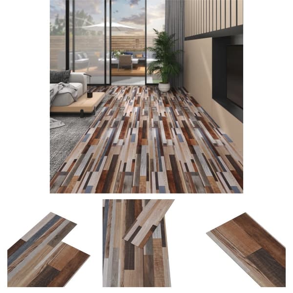 The Living Store selvklæbende gulvbrædder 5,02 m² 2 mm PVC flerfarvet -  Gulve
