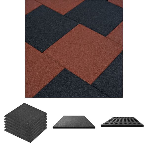 The Living Store beskyttende faldflise 6 stk. gummi 50 x 50 x 3 cm sort -  Gulve