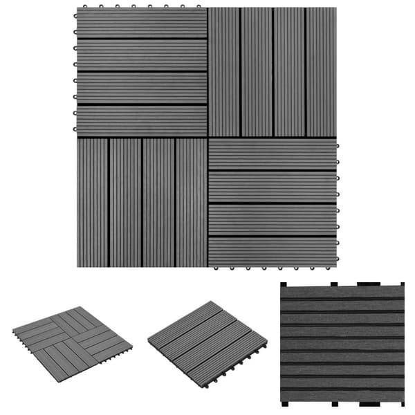 The Living Store Lattialaatat 22 kpl 30x30cm 2 m² puukomposiitti harmaa -  Lattiat & matot