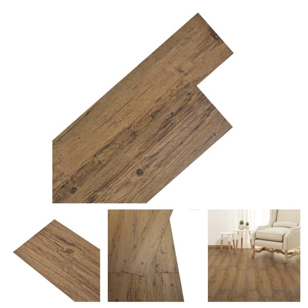 The Living Store selvhæftende PVC-gulvplanker 5,02 m² 2 mm valnød brun -  Gulve