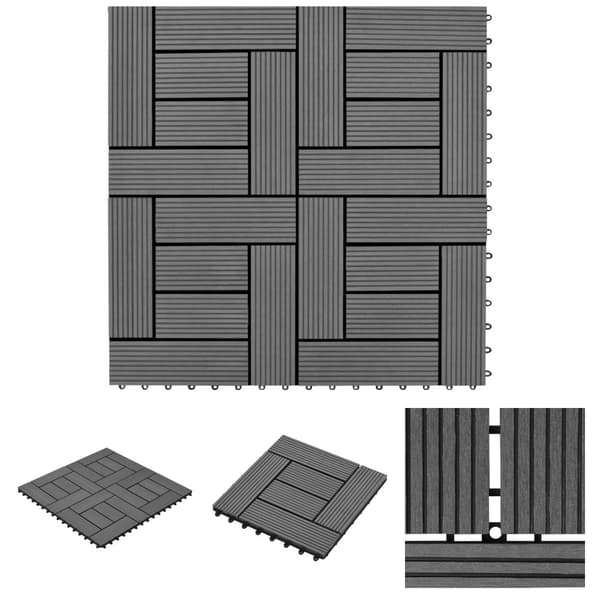 Harmaa 30 x 30 cm Terassilaatta WPC 1 Neliömetri 11 kpl -  Lattiat & matot