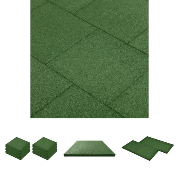 The Living Store faldfliser 12 stk. gummi 50 x 50 x 3 cm grøn -  Gulve