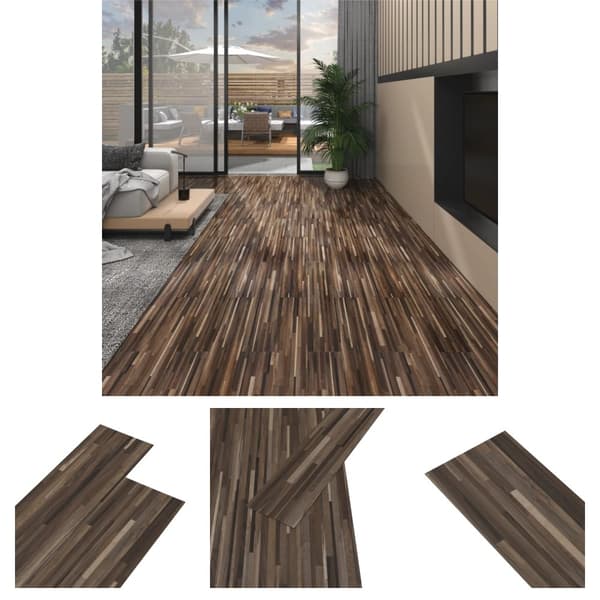 The Living Store PVC-golvbrädor 5,02 m² självhäftande 2 mm brunrandiga -  Golvbeläggning