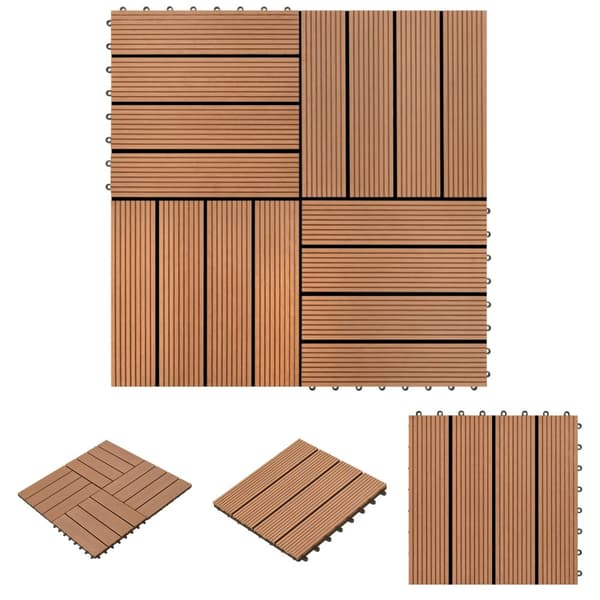 WPC Tiilet 30x30cm 11 kpl 1m2 Ruskea -  Lattiat & matot