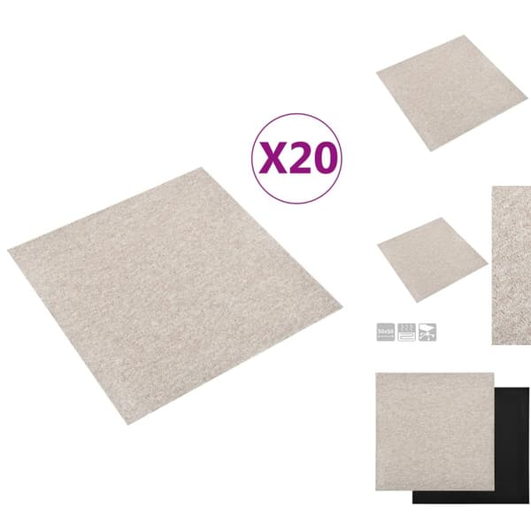 Gulve - Living tæppefliser 20 stk. 5 m² 50x50 cm lys beige