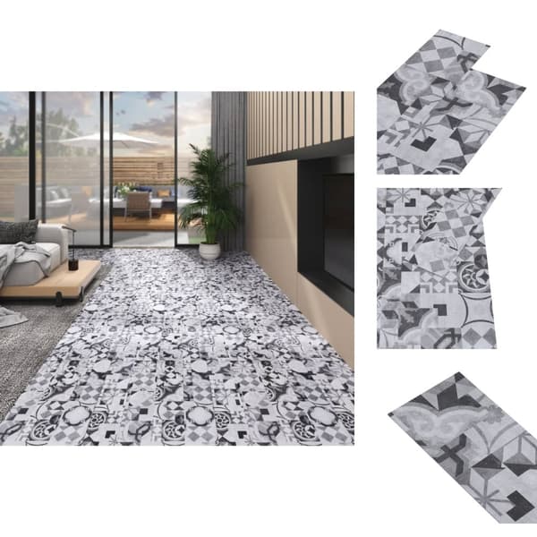 Lattiat & matot - Living PVC-lattialankut 5,02 m² 2 mm itseliimautuva harmaa kuvio