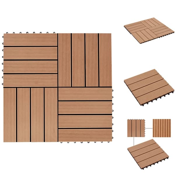Gulve - Living terrassefliser 11 stk. WPC 30 x 30 cm 1 m2 teakfarvet
