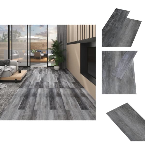Lattiat & matot - Living PVC-lattialankut 5,02 m² 2 mm itseliimautuva kiiltävä harmaa