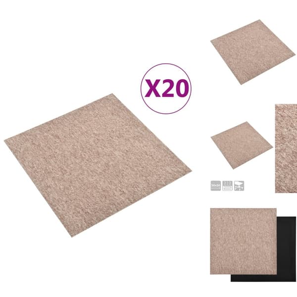 Gulve - Living tæppefliser 20 stk. 5 m² 50x50 cm beige