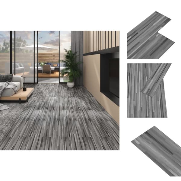 Gulve - Living ikke-selvklæbende gulvbrædder 5,26 m² 2 mm PVC gråstribet