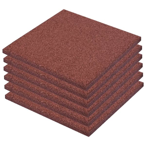 Gulve - Living beskyttende faldflise 6 stk. gummi 50 x 50 x 3 cm rød