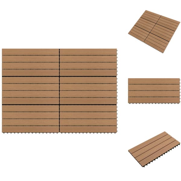 Lattiat & matot - Living Terassilaatat 6 kpl WPC 60x30 cm 1,08 m² ruskea