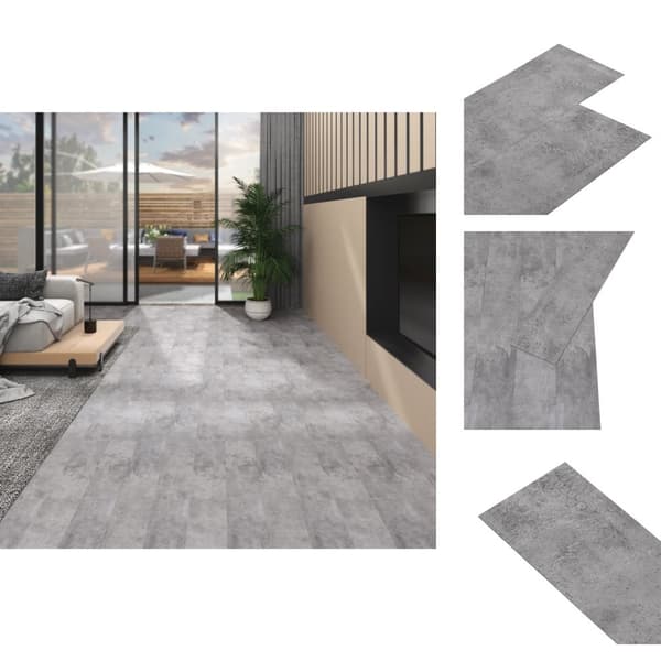 Golvbeläggning - Living PVC-golvbrädor 5,02 m² självhäftande 2 mm cement brun