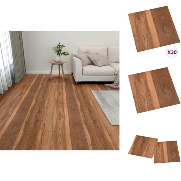 Lattiat & matot - Living Itsekiinnittyvät lattialankut 20 kpl PVC 1,86 m² ruskea