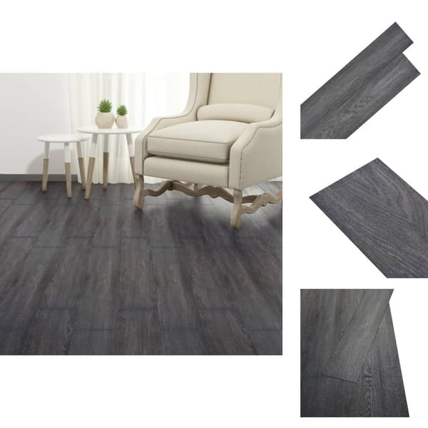 Golvbeläggning - Living Självhäftande PVC-golvplankor 2,51 m² 2 mm svart och vit