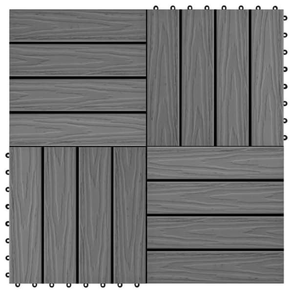 Gulve - Living 11 stk. terrassefliser med prægning 30x30 cm 1 m2 WPC grå