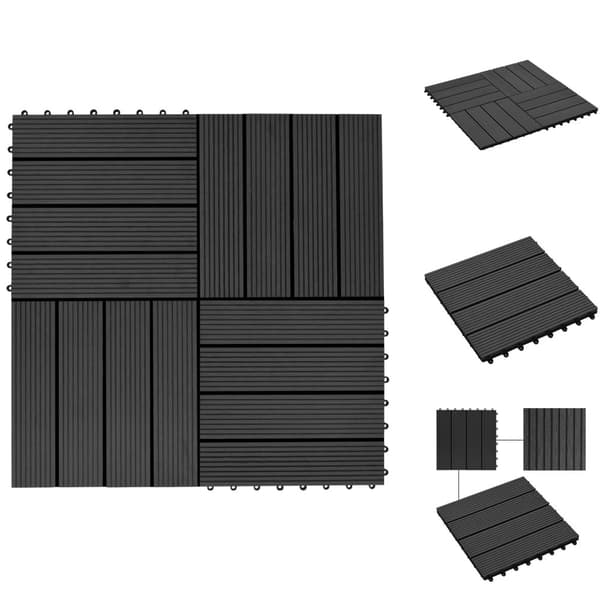 Lattiat & matot - Living Lattialaatat 11 kpl puumuovikomposiitti 30x30 cm 1 m² musta