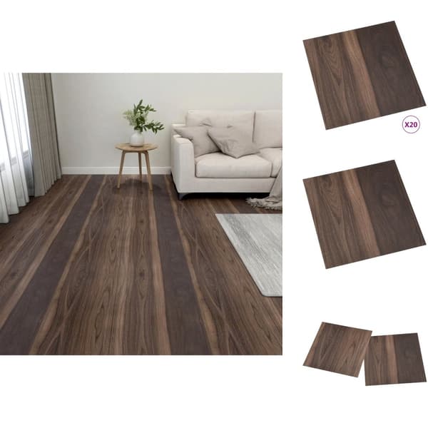 Golvbeläggning - Living Självhäftande golvplankor 20 st PVC 1,86 m² mörkbrun