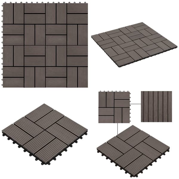Lattialaatat 11 kpl WPC 30x30 cm 1 m² tummanruskea - Laatta - Laatat - Home & Living