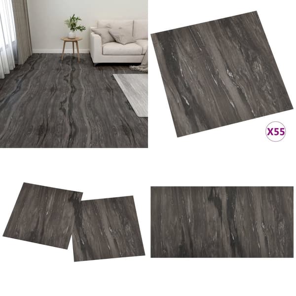 Itsekiinnittyvä lattialankku 55 kpl PVC 5,11 m² tummanharmaa - Lattialankku - Lattialankut - Home & Living