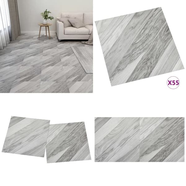 Självhäftande golvplankor 55 st PVC 5,11 m² grå ränder - Golv - Golvplank - Home & Living