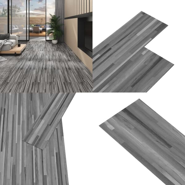 Ikke-selvklæbende gulvbrædder 5,26 m² 2 mm PVC gråstribet - Gulvbræt - Gulvbrædder - Home & Living