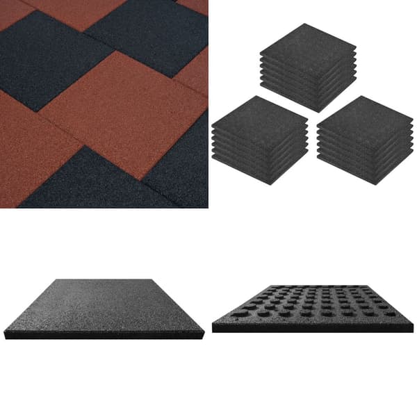 Faldfliser 18 stk. Gummi 50 x 50 x 3 cm sort - Gummimåtte - Gummimåtter - Home & Living