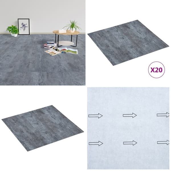 Itsekiinnittyvä lattialankku 20 kpl PVC 1,86 m² harmaa marmori - Lattialankku - Lattialankut - Home & Living
