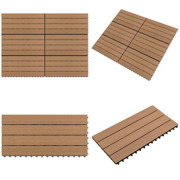 Terrassefliser 6 stk. 60x30 cm 1,08 m² WPC brun - Terrasseflise - Terrassefliser - Home & Living