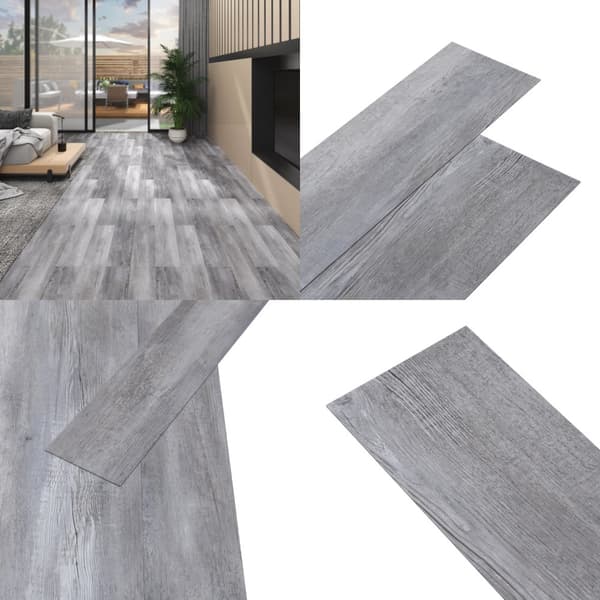 PVC-golvbrädor 5,02 m² självhäftande 2 mm mattgrått trä - Golv - Golvplank - Home & Living