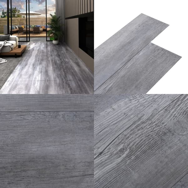 Självhäftande PVC-golvplankor 5,21 m² 2 mm mattgrått trä - Golvbrädor - Golvplankor - Home & Living