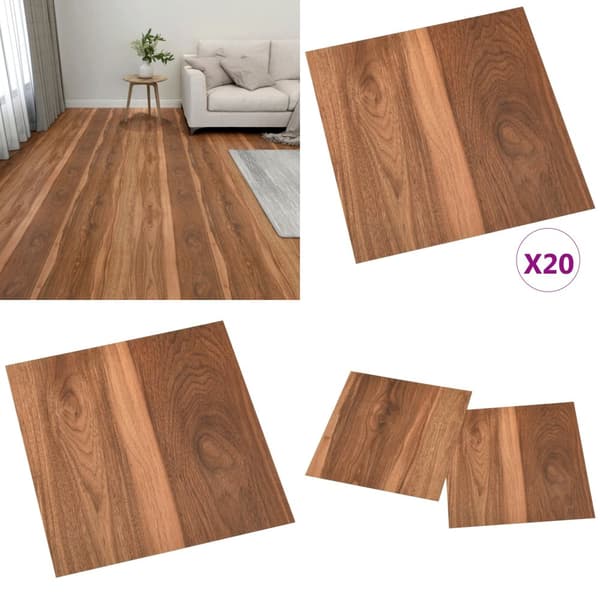 Itsekiinnittyvät lattialankut 20 kpl PVC 1,86 m² ruskea - Lattialankku - Lattialankut - Home & Living