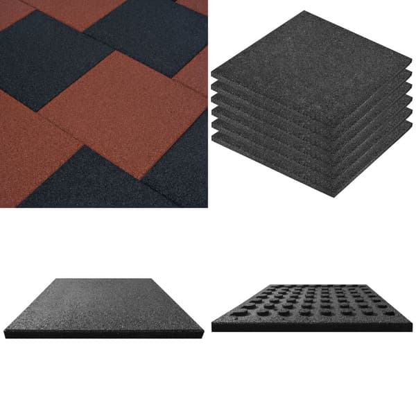 Beskyttende faldflise 6 stk. Gummi 50 x 50 x 3 cm sort - Gummimåtte - Gummimåtter - Home & Living