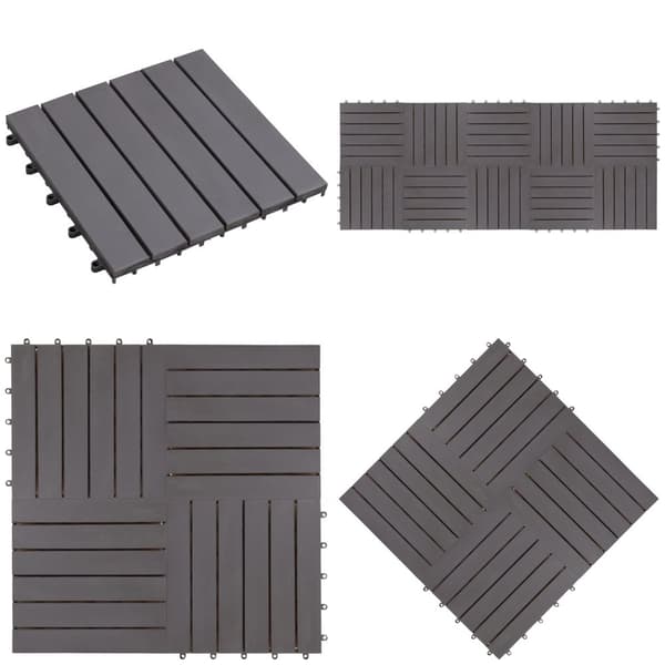 Terassilaatat 10 kpl harmaa laveeraus 30x30 cm täysi akaasiapuu - Terassilaatta - Terassilaatat - Home & Living