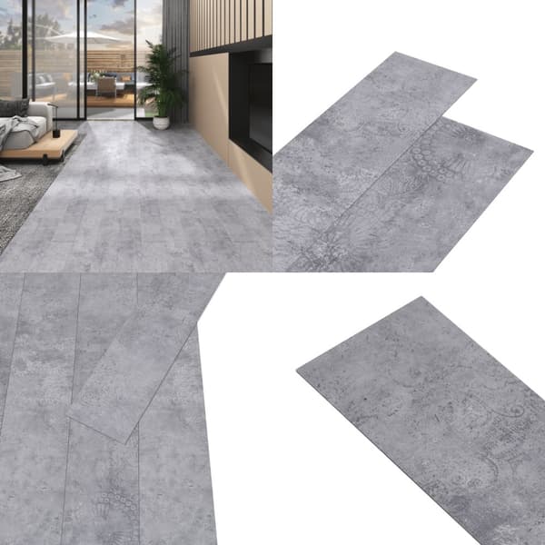 PVC-lattialankut 5,02 m² 2 mm itseliimautuva sementinharmaa - Lattialankku - Lattialankut - Home & Living