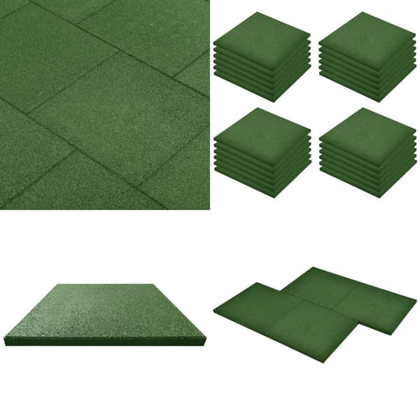 Fallskyddsmattor 24 st gummi 50x50x3 cm grön - Gummimatta - Gummimattor - Home & Living