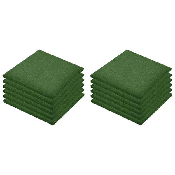 Faldfliser 12 stk. Gummi 50 x 50 x 3 cm grøn - Gummimåtte - Gummimåtter - Home & Living
