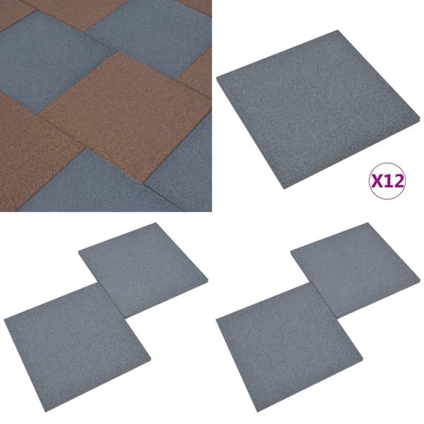 Fallskyddsmattor 12 st gummi 50x50x3 cm grå - Gummimatta - Gummimattor - Home & Living