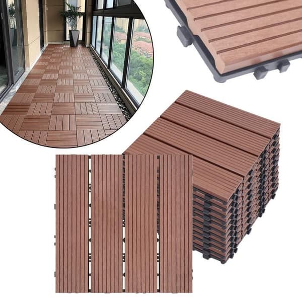 XMTECH 22 delar Trädgårdsplattor, 30x30cm WPC terrassplattor, golv för utomhusterrass, brun (1 m²)