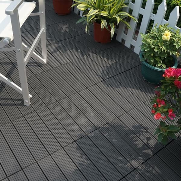 XMTECH 22 delar Trädgårdsplattor, 30x30cm WPC terrassplattor, Utomhusgolvbeläggning trädgårdsterrass, antracit (1 m²)