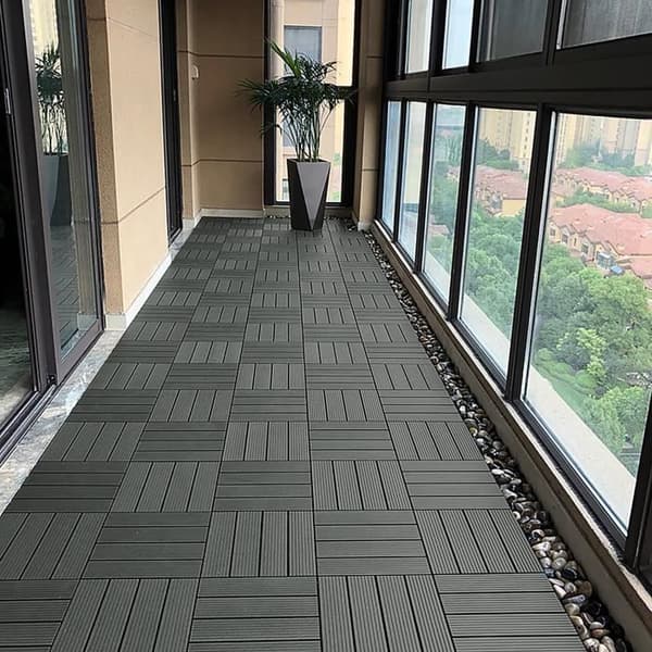 XMTECH 22 delar Trädgårdsplattor, 30x30cm WPC terrassplattor, Utomhusgolvbeläggning trädgårdsterrass, antracit (1 m²)