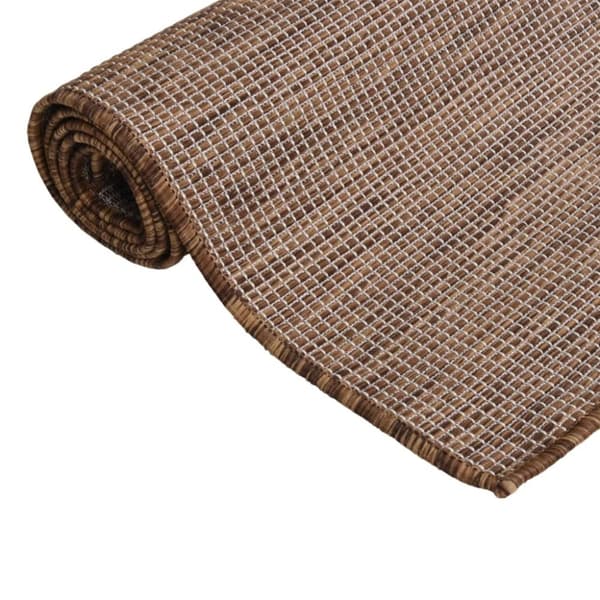 Utomhusmatta plattvävd 80x250 cm brun