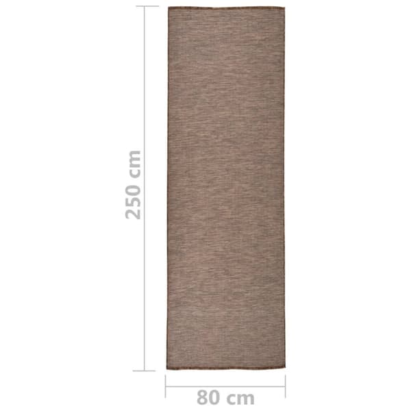Utomhusmatta plattvävd 80x250 cm brun