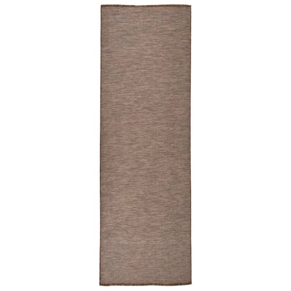 fladvævet udendørstæppe 80x250 cm brun