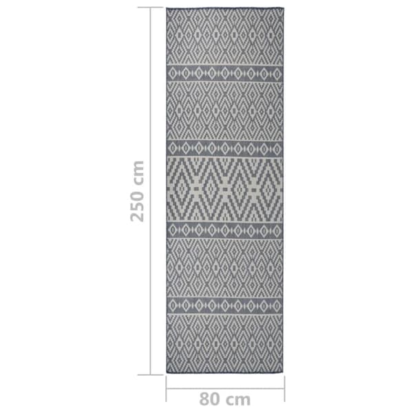 Utomhusmatta plattvävd 80x250 cm blå ränder