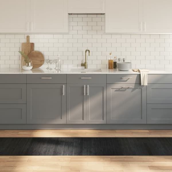 gulvtæppe 60x300 cm rektangulær bambus grå